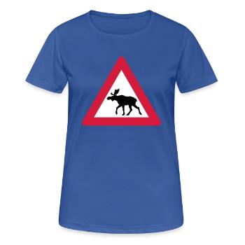 Warning Moose Sign - Women's Breathable T-Shirt - royal blue - Front - AI Model Female 172 light (172cm)
