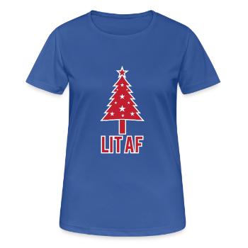 Lit AF Christmas Christmas Tree LIT AF - Women's Breathable T-Shirt - royal blue - Front - AI Model Female 172 light (172cm)