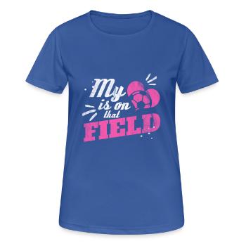 My heart is on the football field - gift - Women's Breathable T-Shirt - royal blue - Front - AI Model Female 172 light (172cm)