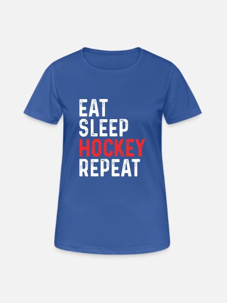 Eat Sleep Hockey Repeat - Frauen T-Shirt atmungsaktiv - Royalblau