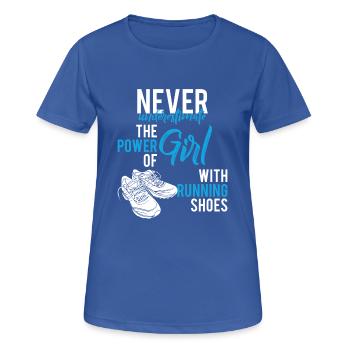 Laufen - Rennen - Jogging - Geschenk - Frauen T-Shirt atmungsaktiv - Royalblau - Vorne - AI Model Female 172 light (172cm)