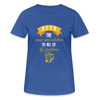 Bière - Bière - buveurs de bière - verre de bière - problème - T-shirt respirant Femme - bleu royal - Devant - AI Model Female 172 light (172cm)