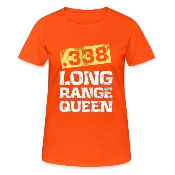 338 Kaliber Langstreckengewehrschießen T-Shirt - Frauen T-Shirt atmungsaktiv - Neonorange - Vorne - AI Model Female 172 dark (172cm)