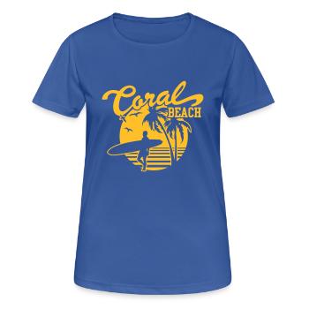 Coral Beach Surfers Heaven - Women's Breathable T-Shirt - royal blue - Front - AI Model Female 172 light (172cm)