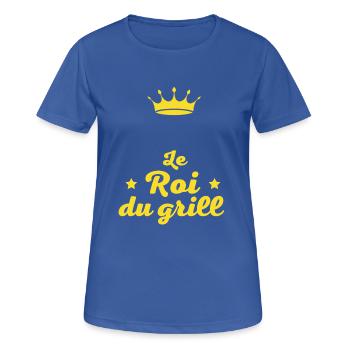Le Roi Du Grill et PRENOM - T-shirt respirant Femme - bleu royal - Devant - AI Model Female 172 light (172cm)