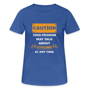 ATTENTION ATTENTION PARLER HOBBY Cyclisme - T-shirt respirant Femme - bleu royal - Devant - AI Model Female 172 light (172cm)