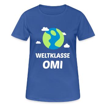 Omi - Frauen T-Shirt atmungsaktiv - Royalblau - Vorne - AI Model Female 172 light (172cm)