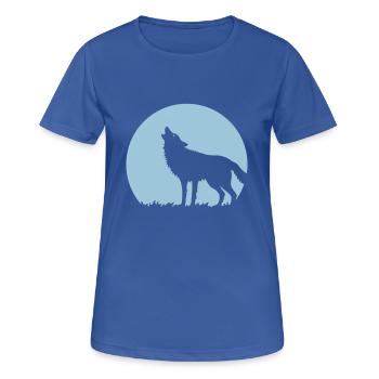 Howling Wolf At Full Moon (1C) - Women's Breathable T-Shirt - royal blue - Front - AI Model Female 172 light (172cm)