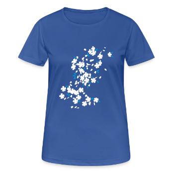 Blütenregen / raining blossoms (2c) - Frauen T-Shirt atmungsaktiv - Royalblau - Vorne - AI Model Female 172 light (172cm)