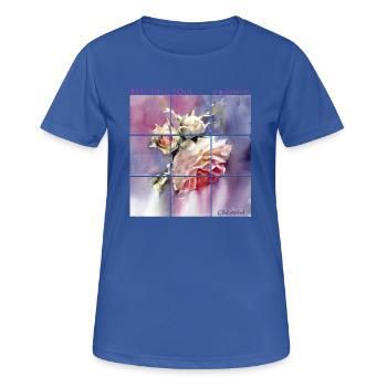 Weiße Rosen, Geschenkstrauß aus Rosen.White Roses. - Frauen T-Shirt atmungsaktiv - Royalblau - Vorne - AI Model Female 172 light (172cm)