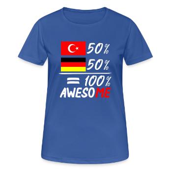 50% Türkisch 50% Deutsch - Frauen T-Shirt atmungsaktiv - Royalblau - Vorne - AI Model Female 172 light (172cm)