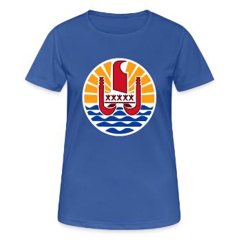 Nationalwappen von Französisch-Polynesien - Frauen T-Shirt atmungsaktiv - Royalblau - Vorne - AI Model Female 172 light (172cm)