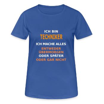 techniker - Frauen T-Shirt atmungsaktiv - Royalblau - Vorne - AI Model Female 172 light (172cm)