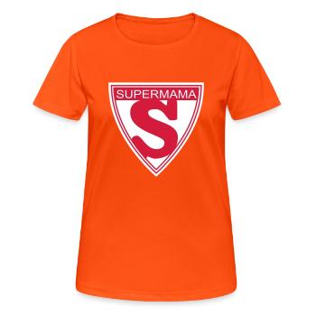 Supermama - T-shirt respirant Femme - orange néon - Devant - AI Model Female 172 dark (172cm)