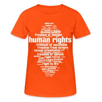 human rights - Women's Breathable T-Shirt - neon orange - Front - AI Model Female 172 dark (172cm)