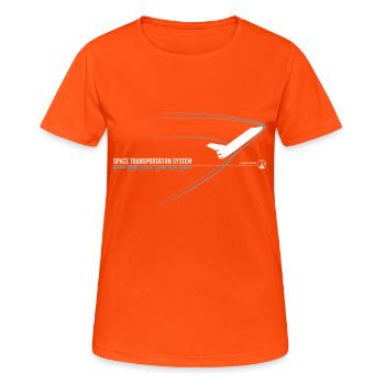 Space Shuttle (Blue print) - Women's Breathable T-Shirt - neon orange - Front - AI Model Female 172 dark (172cm)