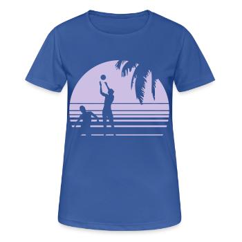 BEACH VOLLEYBALL SUNSET PALME 1C - Frauen T-Shirt atmungsaktiv - Royalblau - Vorne - AI Model Female 172 light (172cm)