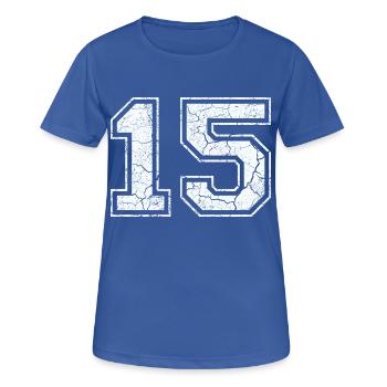 15 dans blanc in Used Look - T-shirt respirant Femme - bleu royal - Devant - AI Model Female 172 light (172cm)