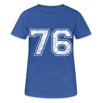 76 dans blanc in Used Look - T-shirt respirant Femme - bleu royal - Devant - AI Model Female 172 light (172cm)