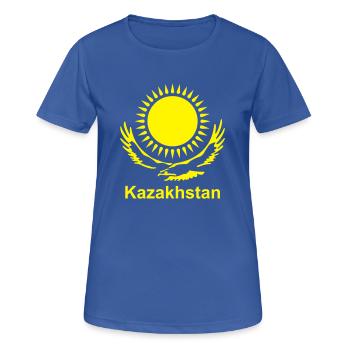 Kasachstan Wappen - Frauen T-Shirt atmungsaktiv - Royalblau - Vorne - AI Model Female 172 light (172cm)