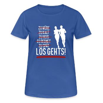 Zu müde, zu spät,... Los geht's Laufen! - Frauen T-Shirt atmungsaktiv - Royalblau - Vorne - AI Model Female 172 light (172cm)
