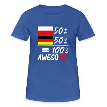 50% Polnisch 50% Deutsch - Frauen T-Shirt atmungsaktiv - Royalblau - Vorne - AI Model Female 172 light (172cm)