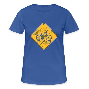 kratzer risse fahrrad hinweisschild schild hinweis - Frauen T-Shirt atmungsaktiv - Royalblau - Vorne - AI Model Female 172 light (172cm)