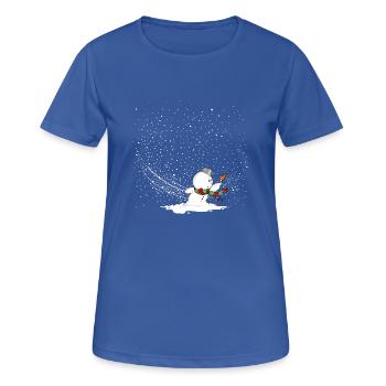 Schneemann im Sturm - Frauen T-Shirt atmungsaktiv - Royalblau - Vorne - AI Model Female 172 light (172cm)