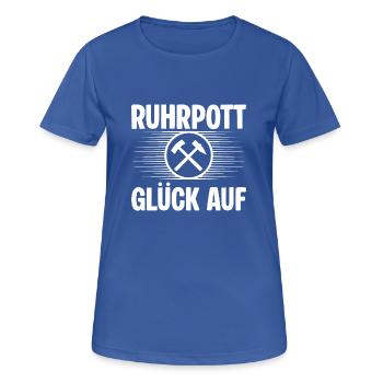 Ruhrpott Glueck auf - Frauen T-Shirt atmungsaktiv - Royalblau - Vorne - AI Model Female 172 light (172cm)