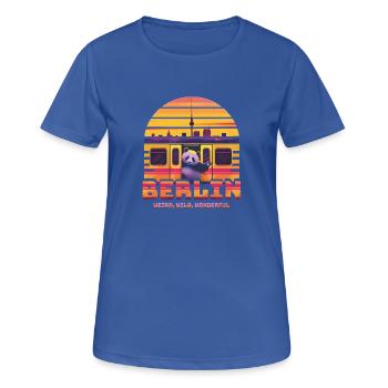 Berlin S-Bahn Vibes – 80er Retro-Sunset-Stil - Frauen T-Shirt atmungsaktiv - Royalblau - Vorne - AI Model Female 172 light (172cm)