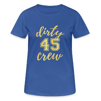 Dirty 45 Besatzung - Frauen T-Shirt atmungsaktiv - Royalblau - Vorne - AI Model Female 172 light (172cm)