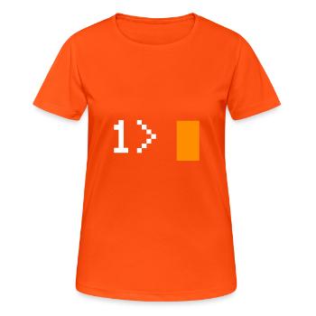 1 > - Frauen T-Shirt atmungsaktiv - Neonorange - Vorne - AI Model Female 172 dark (172cm)