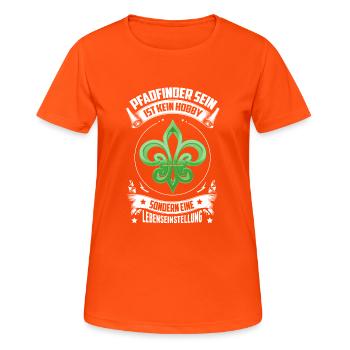Pfadfinder sein ist kein Hobby, sondern .. - Frauen T-Shirt atmungsaktiv - Neonorange - Vorne - AI Model Female 172 dark (172cm)
