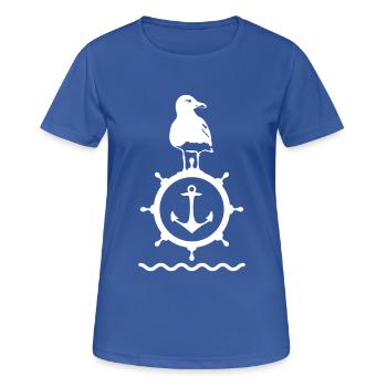 Möwe Steuerrad Anker Wellen Küste Meer Hafen - Frauen T-Shirt atmungsaktiv - Royalblau - Vorne - AI Model Female 172 light (172cm)
