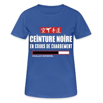 Karate - ceinture noire - T-shirt respirant Femme - bleu royal - Devant - AI Model Female 172 light (172cm)