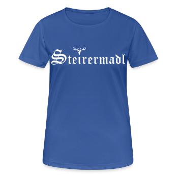 Steirermadl mit Hirsch - Frauen T-Shirt atmungsaktiv - Royalblau - Vorne - AI Model Female 172 light (172cm)