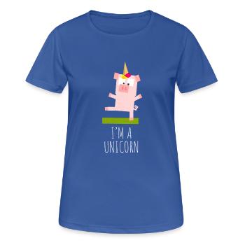 I'm a unicorn -lustiges Schwein - Frauen T-Shirt atmungsaktiv - Royalblau - Vorne - AI Model Female 172 light (172cm)