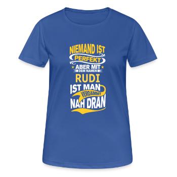 RUDI - Frauen T-Shirt atmungsaktiv - Royalblau - Vorne - AI Model Female 172 light (172cm)