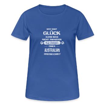 Hund Glueck AUSTRALIAN SHEPHERD - Frauen T-Shirt atmungsaktiv - Royalblau - Vorne - AI Model Female 172 light (172cm)