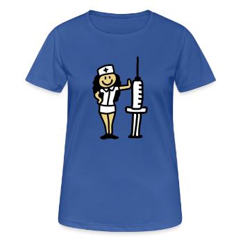 Infirmière médecin avec une seringue - T-shirt respirant Femme - bleu royal - Devant - AI Model Female 172 light (172cm)