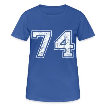 74 dans blanc in Used Look - T-shirt respirant Femme - bleu royal - Devant - AI Model Female 172 light (172cm)