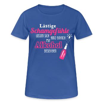 Alkohol - Spruch - Sekt - Prosecco - Party - 2C - Frauen T-Shirt atmungsaktiv - Royalblau - Vorne - AI Model Female 172 light (172cm)