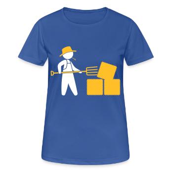 Bauer mit Mistgabel und Heu - Frauen T-Shirt atmungsaktiv - Royalblau - Vorne - AI Model Female 172 light (172cm)