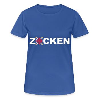 zocken online PC gaming Konsole %zocker #zocken - Frauen T-Shirt atmungsaktiv - Royalblau - Vorne - AI Model Female 172 light (172cm)
