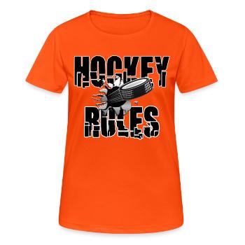 Hockey Rules - Women's Breathable T-Shirt - neon orange - Front - AI Model Female 172 dark (172cm)