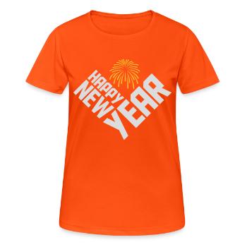 happy new year Zitat - Frauen T-Shirt atmungsaktiv - Neonorange - Vorne - AI Model Female 172 dark (172cm)