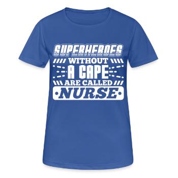 SUPERHEROES NURSE - Frauen T-Shirt atmungsaktiv - Royalblau - Vorne - AI Model Female 172 light (172cm)