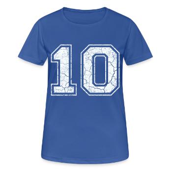 10 dans blanc in Used Look - T-shirt respirant Femme - bleu royal - Devant - AI Model Female 172 light (172cm)