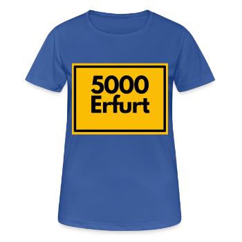 Ortsschild - damals Retro alte PLZ 5000 ERFURT - Frauen T-Shirt atmungsaktiv - Royalblau - Vorne - AI Model Female 172 light (172cm)