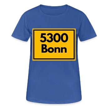 Ortsschild - damals Retro alte PLZ 5300 BONN - Frauen T-Shirt atmungsaktiv - Royalblau - Vorne - AI Model Female 172 light (172cm)